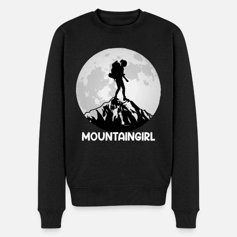 Mountain Girl Bergsteiger klettern Bergfan Wandern - Männer Premium Bio Pullover - Schwarz
