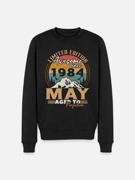 Maj 1984 Vintage Født i maj 1984 Jubilæum - Økologisk premium-sweatshirt til mænd - sort