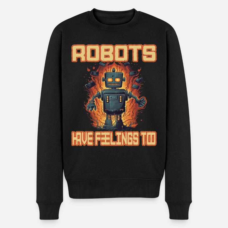 Robots Have Feeling Too - Männer Premium Bio Pullover - Schwarz