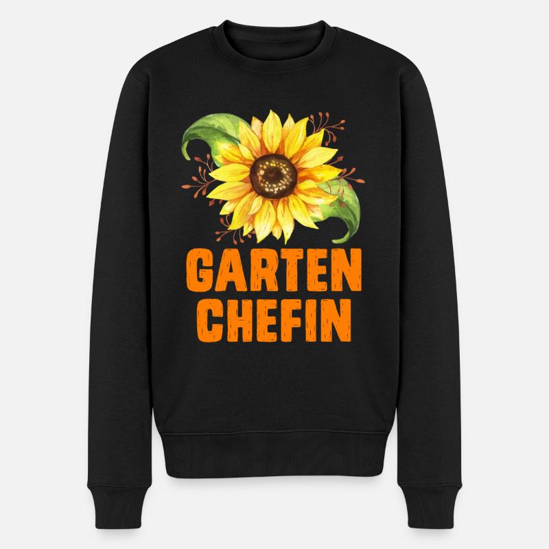 Garten Chefin Sonnenblumen Gartenfreundin - Männer Premium Bio Pullover - Schwarz