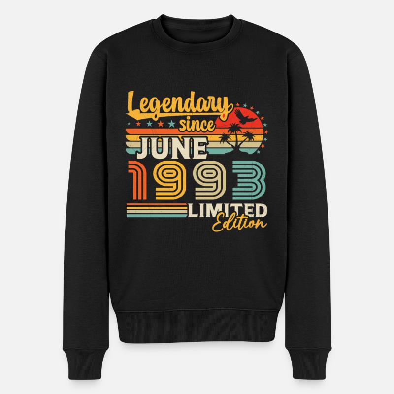legendär seit Juni 1993 Geburtstagsgeschenk - Männer Premium Bio Pullover - Schwarz