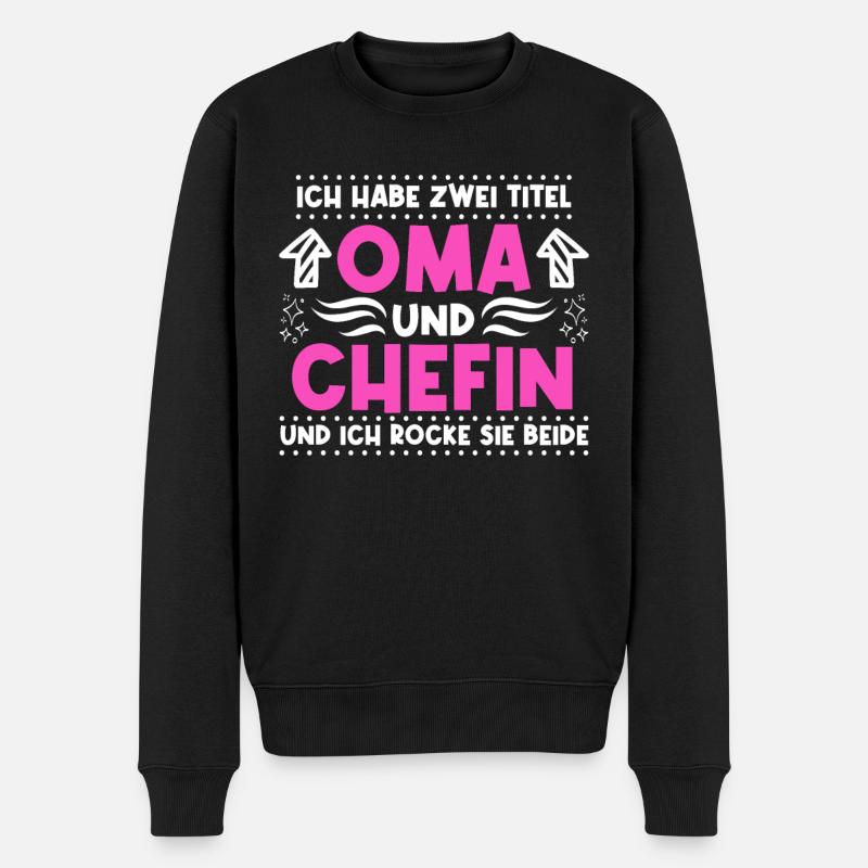 Oma und Chefin Grandma Muttertag Mütter - Männer Premium Bio Pullover - Schwarz