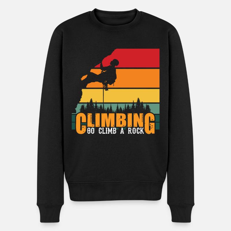 Klettern Berge Klettersteig Felsen Kletterer - Männer Premium Bio Pullover - Schwarz