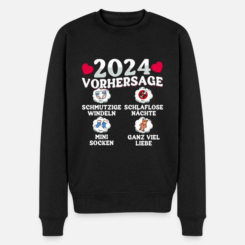 Baby Vorhersage 2024 werdende Mutter 2024 - Männer Premium Bio Pullover - Schwarz
