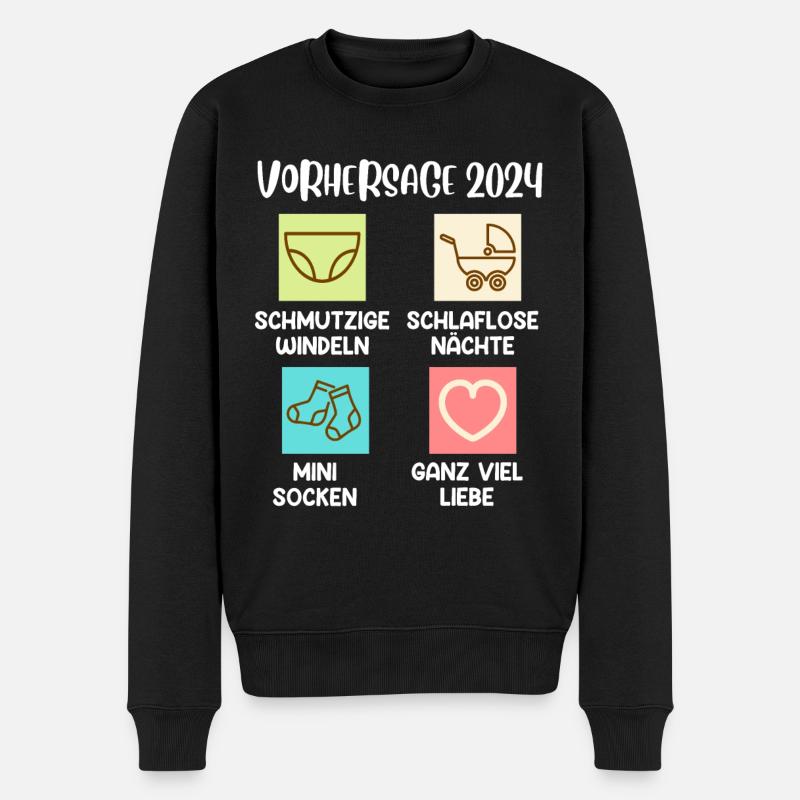 Werdender Papa 2024 werdende Mama 2024 Baby - Männer Premium Bio Pullover - Schwarz