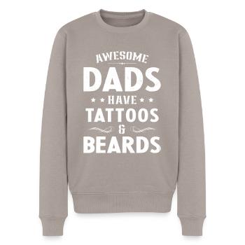 Geschenk Papa Tätowierte und bärtige Humor Tätowierer - Männer Premium Bio Pullover - Taupe - Vorne - Nico (187cm)