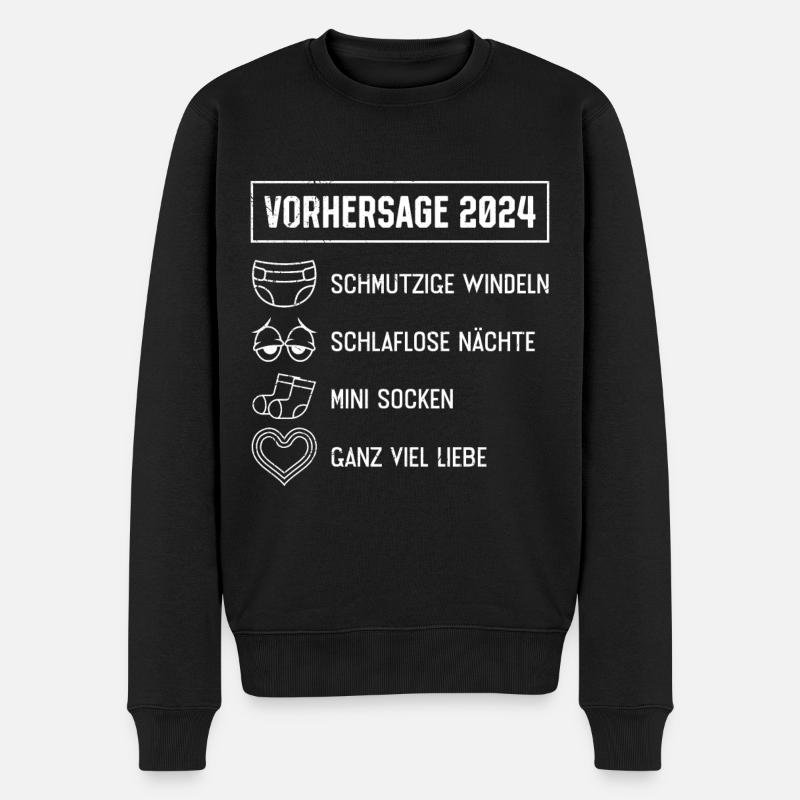 Werdende Mama 2024 Baby Vorhersage 2024 Bald Papa - Männer Premium Bio Pullover - Schwarz