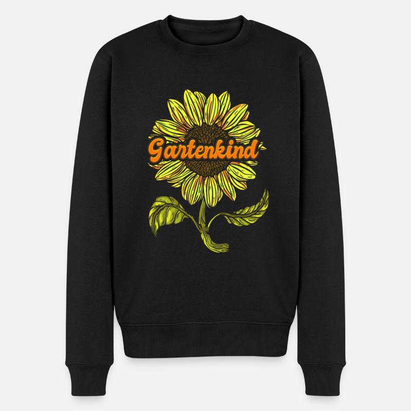 Gartenkind Sonnenblumen Gartenfreunde Blumenliebe - Männer Premium Bio Pullover - Schwarz