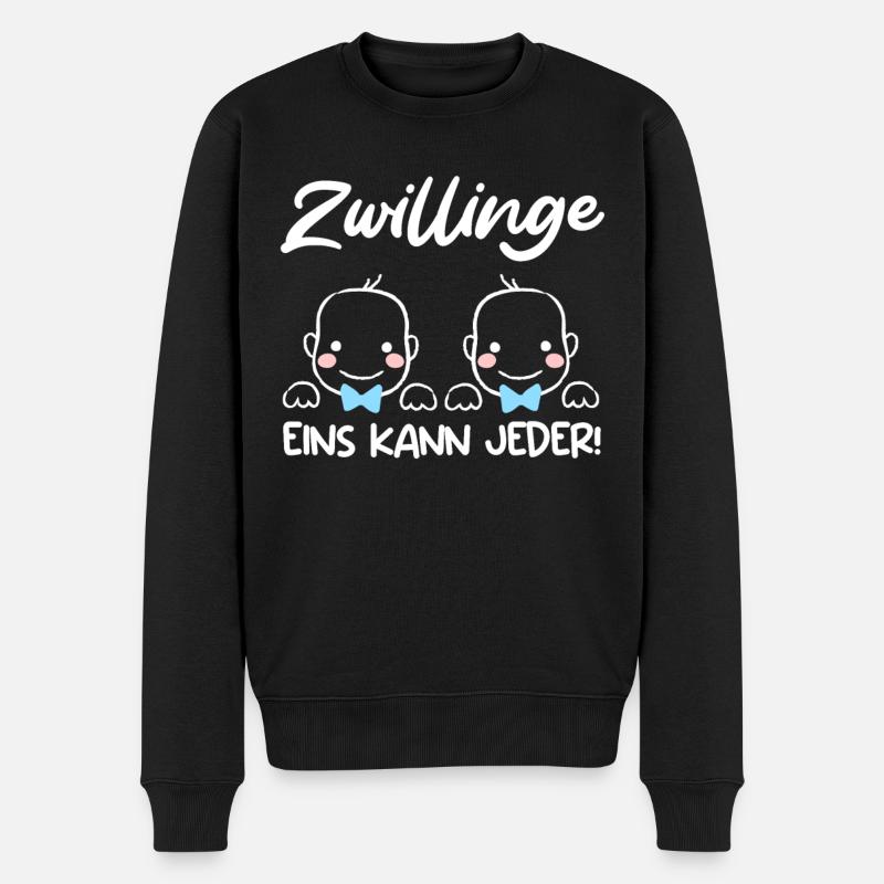 Zwillinge Eins kann Jeder! Zwillingsmama 2024 - Männer Premium Bio Pullover - Schwarz