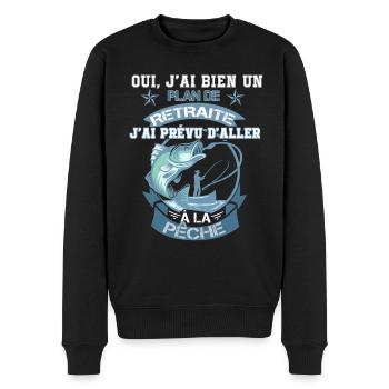 Oui j'ai bien un plan retraite PÊCHE - Pull Premium bio Homme - noir - Devant - Nico (187cm)
