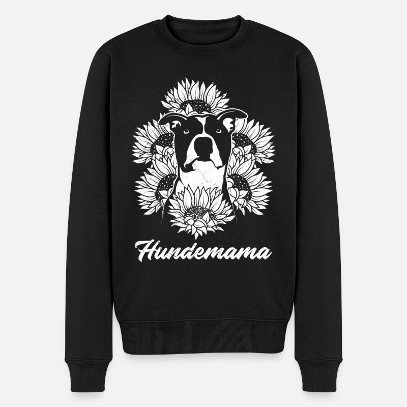 Pitbull Mama Sonnenblumen Pitbulls Hundeliebe - Männer Premium Bio Pullover - Schwarz