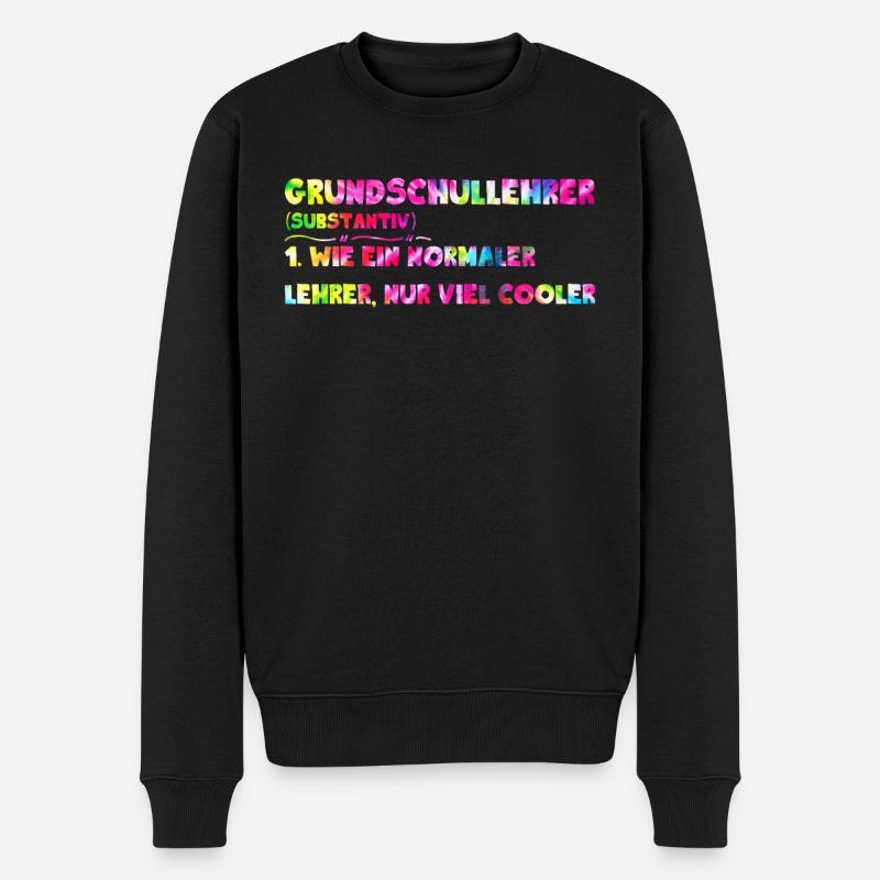 Grundschullehrer Normaler Lehrer aber cooler - Männer Premium Bio Pullover - Schwarz
