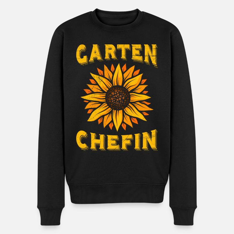 Garten Chefin Sonnenblumen Gartenfreundin - Männer Premium Bio Pullover - Schwarz