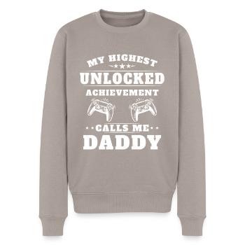 Ma plus haute réussite débloquée m'appelle papy - Pull Premium bio Homme - taupe - Devant - Nico (187cm)