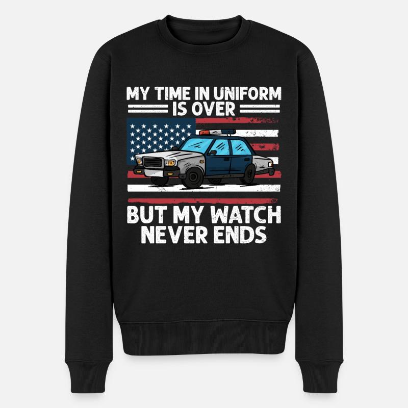 Mon temps en uniforme est terminé Police Policier - Pull Premium bio Homme - noir