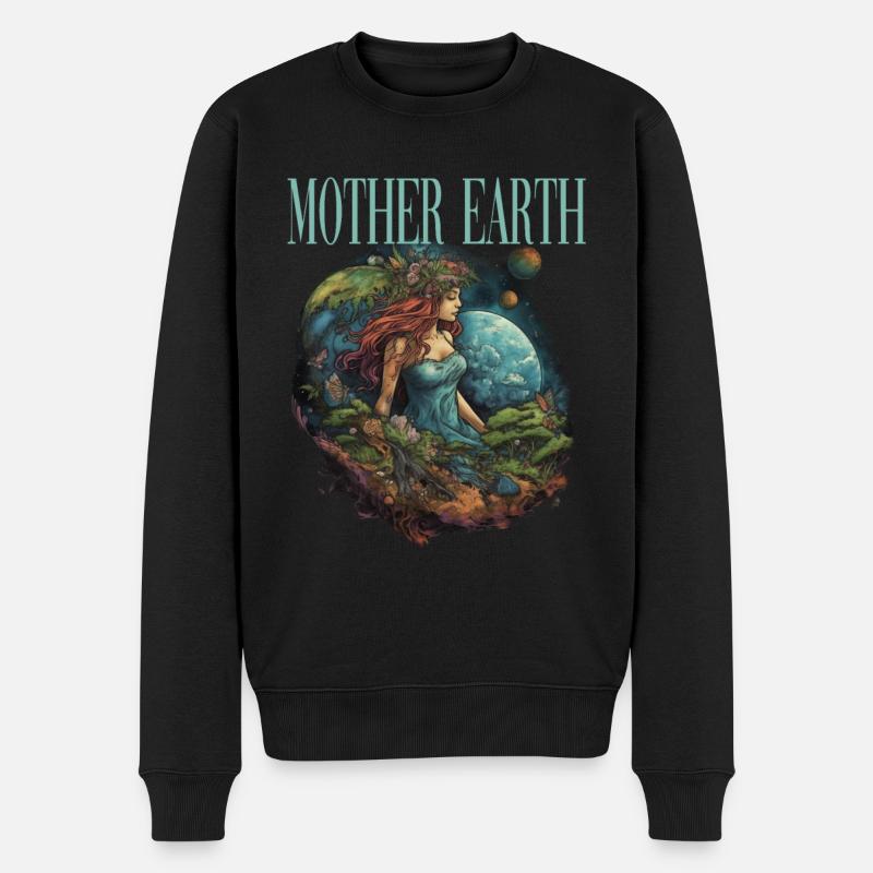 Respektier Muttererde Unseren Planeten Natur - Männer Premium Bio Pullover - Schwarz