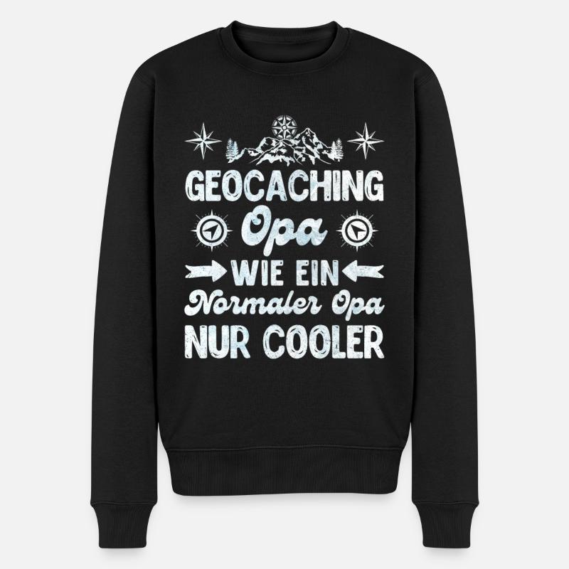 Geocaching Opa GPS Schnitzeljagd Geocacher - Männer Premium Bio Pullover - Schwarz