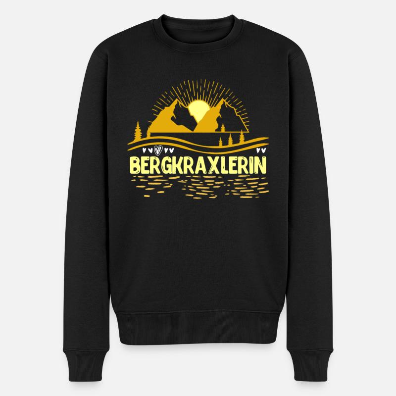 Bergkraxlerin Bergfan Wandern Wanderer - Männer Premium Bio Pullover - Schwarz