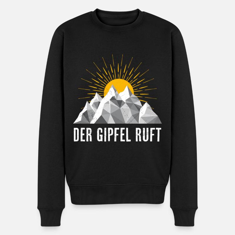 Der Gipfel ruft Bergsteiger Bergfan - Männer Premium Bio Pullover - Schwarz