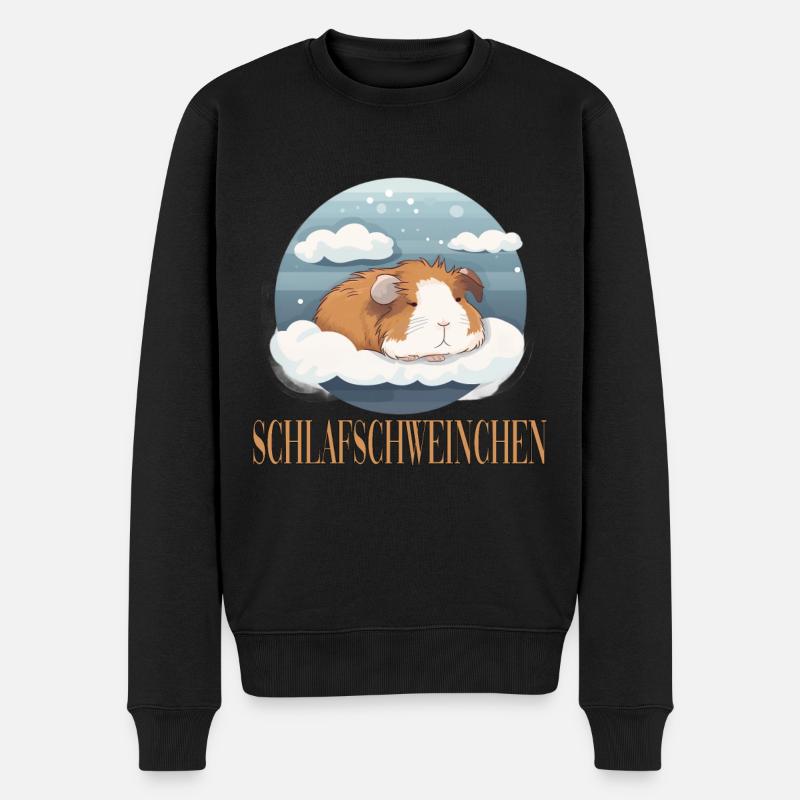 Meerschweinchen Schlafschweinchen - Männer Premium Bio Pullover - Schwarz