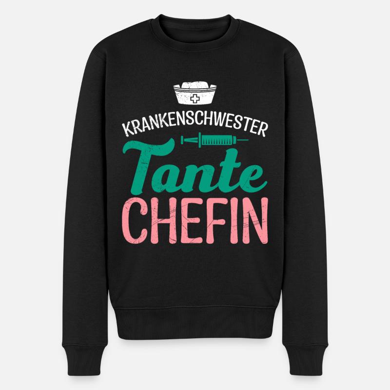 Krankenschwester Tante Chefin Muttertag - Männer Premium Bio Pullover - Schwarz