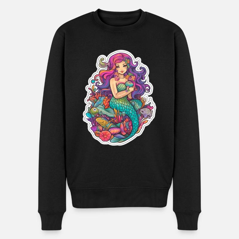 Meerjungfrau für Mädchen als Geschenk für Mädchen - Männer Premium Bio Pullover - Schwarz