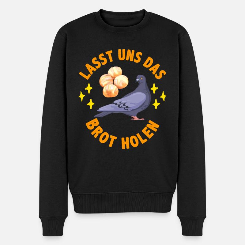 Tauben Lasst uns das Brot holen Pigeons - Männer Premium Bio Pullover - Schwarz