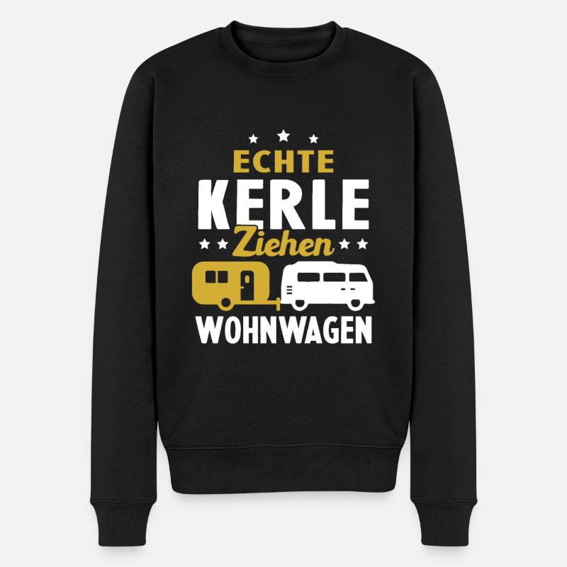 echte kerle ziehen wohnwagen - Männer Premium Bio Pullover - Schwarz