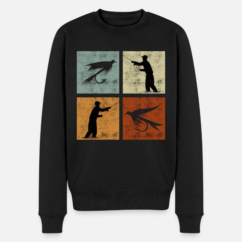 Fligenfischen Fischjagd Angeln Fliegenfischer - Männer Premium Bio Pullover - Schwarz