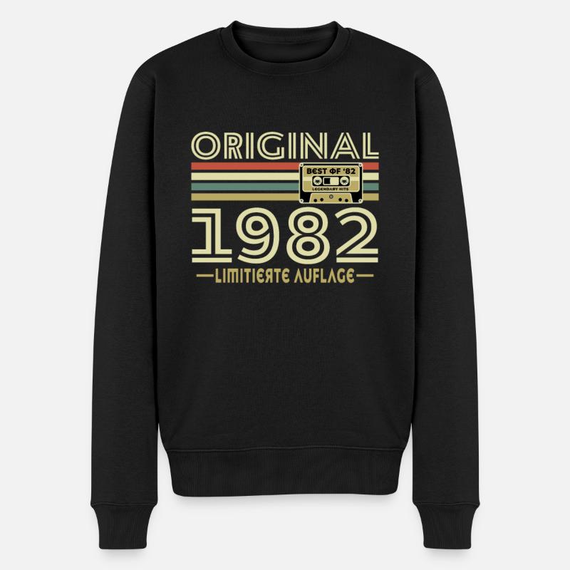 Original 1982 Jahrgang Vintage Geburtstag Retro - Männer Premium Bio Pullover - Schwarz