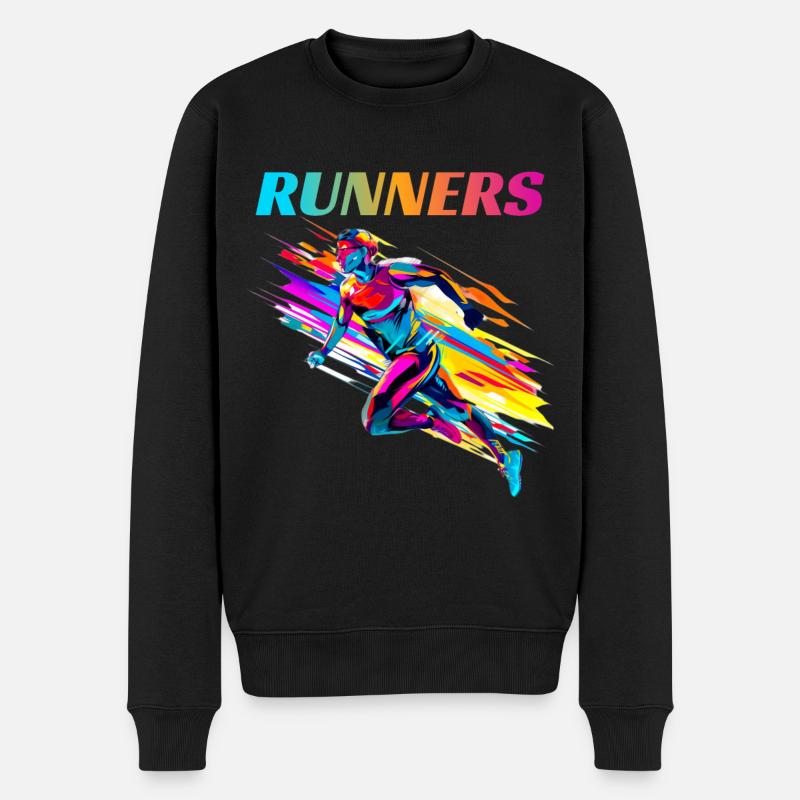 Dynamische Läufer Lauf Wettkampf - Männer Premium Bio Pullover - Schwarz