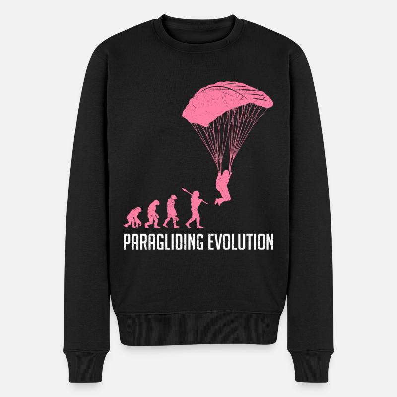 Paragliding Evolution Gleitschirmfliegen Damen - Männer Premium Bio Pullover - Schwarz