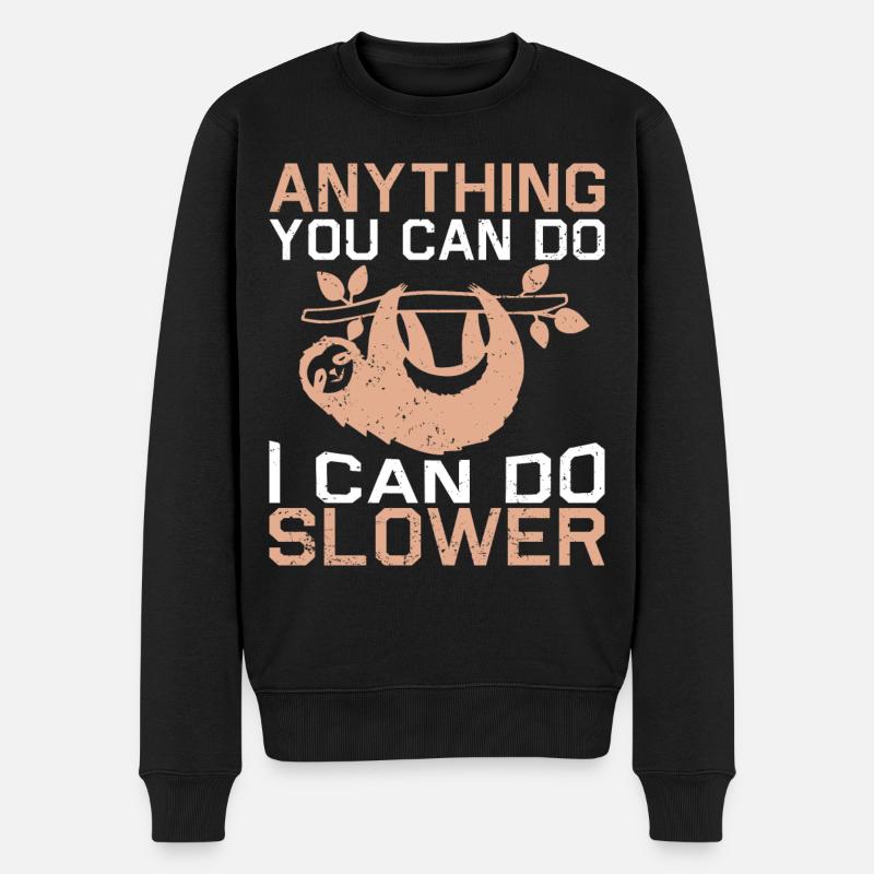 Faultier Schlaf Spruch - Männer Premium Bio Pullover - Schwarz