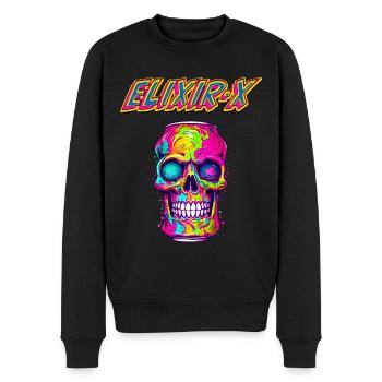 ELIXIR X - Männer Premium Bio Pullover - Schwarz - Vorne - Nico (187cm)
