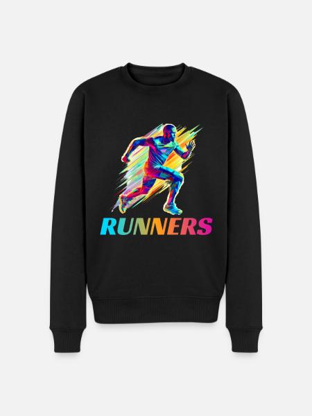 Dynamische Läufer Lauf Wettkampf - Männer Premium Bio Pullover - Schwarz
