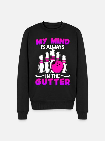 Bowling Funny My Mind is Always in Gutter - Mannen Premium Bio sweater - zwart