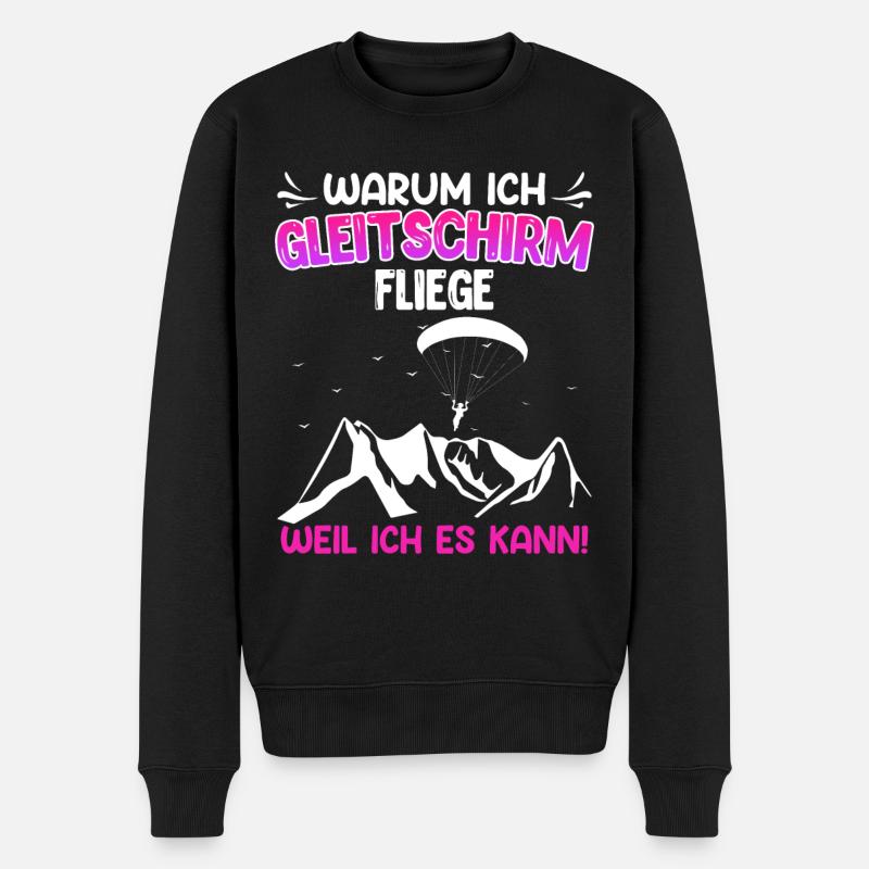 Paraglider Warum ich Gleitschirm fliege - Männer Premium Bio Pullover - Schwarz