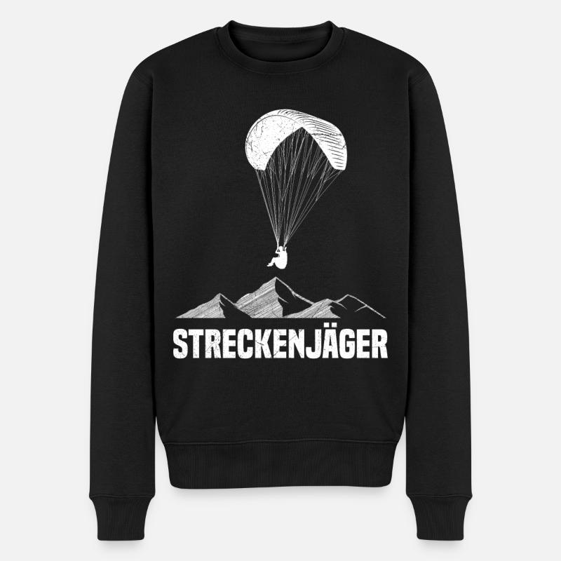 Streckenflug Streckenjäger Paragliding Shirt - Männer Premium Bio Pullover - Schwarz