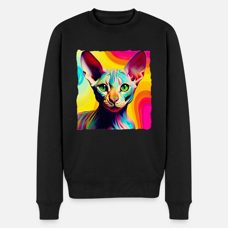 Coole Nacktkatze Pop Art - Männer Premium Bio Pullover - Schwarz