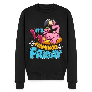 Flamants roses C’est Flamingo Friday Flamingo Party - Pull Premium bio Homme - noir - Devant - Nico (187cm)