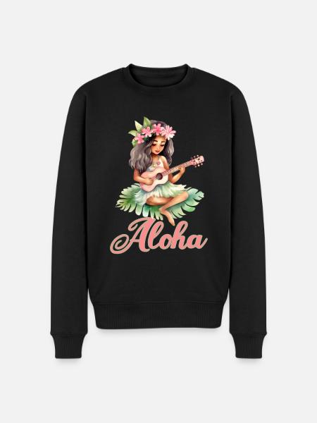 Urlaub Polynesier Strand Ukulele - Männer Premium Bio Pullover - Schwarz