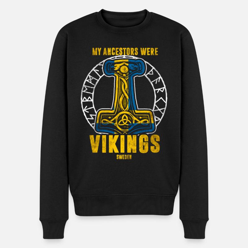 Meine Vorfahren waren Wikinger - Schweden - Männer Premium Bio Pullover - Schwarz