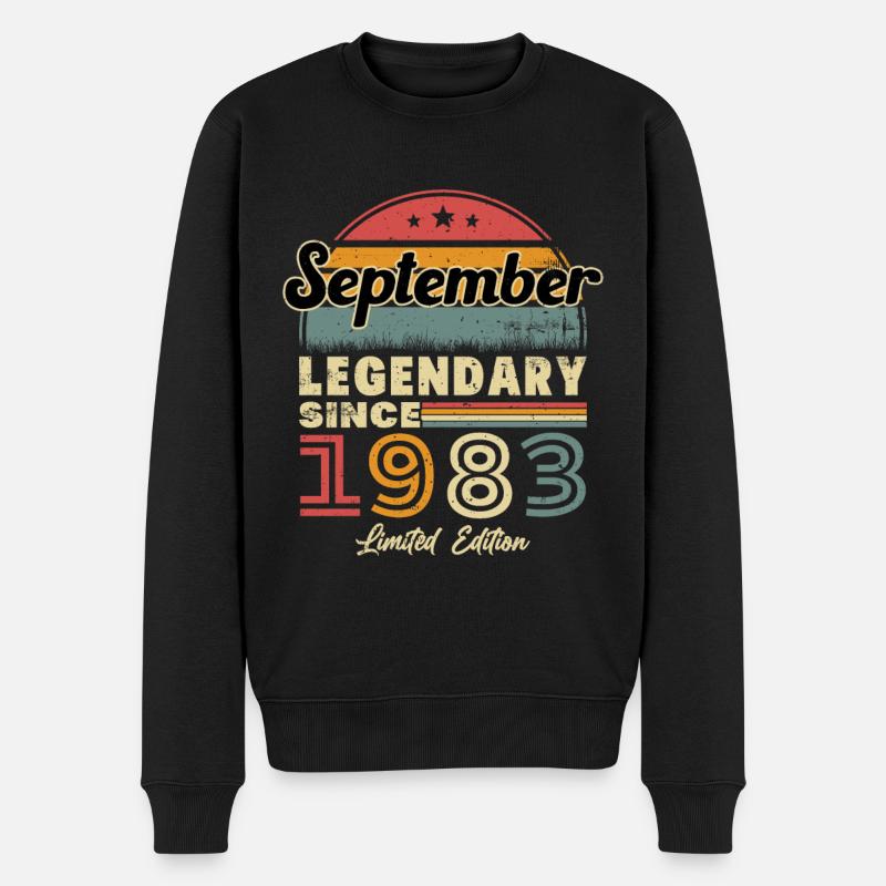 Vintage September 1983 Retro Geburtstagsgeschenk - Männer Premium Bio Pullover - Schwarz