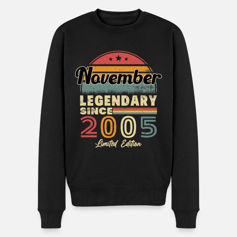 Vintage-Geburtstagsgeschenk geboren im November 2005 - Männer Premium Bio Pullover - Schwarz