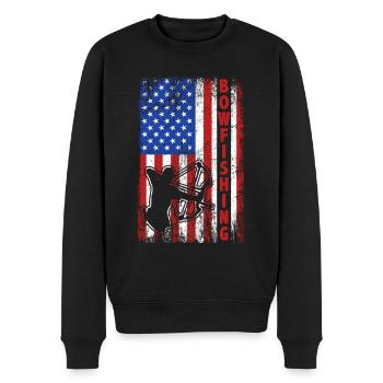 Bogenfischen USA Amerika Flagge Bogenjäger - Männer Premium Bio Pullover - Schwarz - Vorne - Nico (187cm)