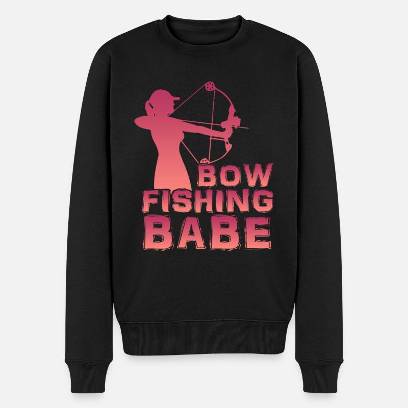 Bowfishing Babe Bogenfischer Fischjagd Girls - Männer Premium Bio Pullover - Schwarz