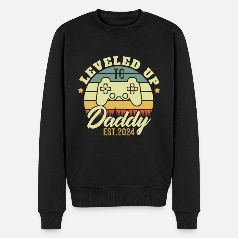 Aufgestiegen bis Papa 2024. Papa-Geschenk 2024 - Männer Premium Bio Pullover - Schwarz