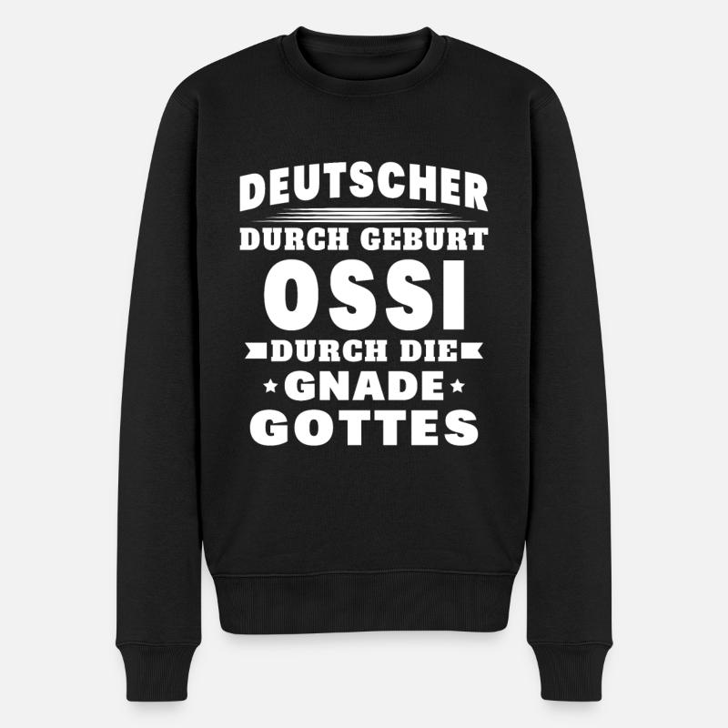 Ossi Ostdeutscher Sachsen - Männer Premium Bio Pullover - Schwarz