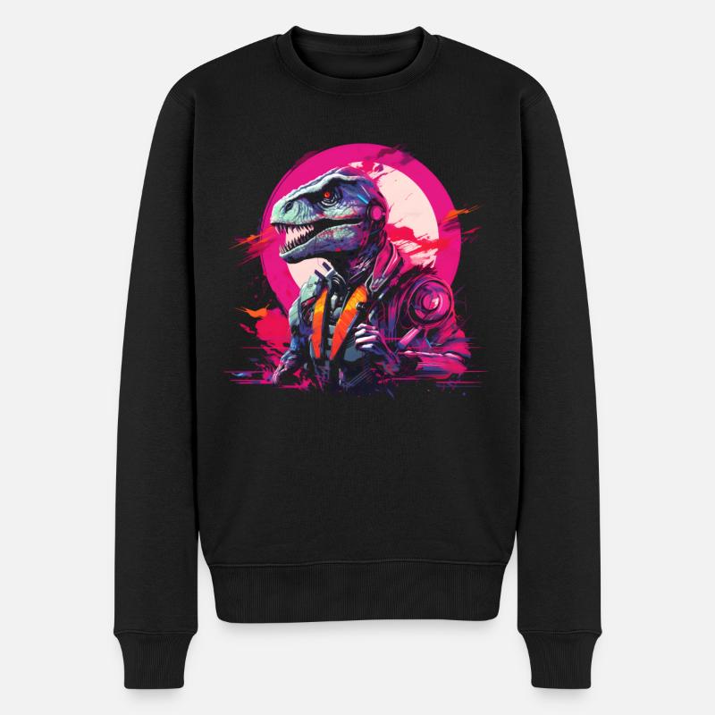 Futuristischer T-Rex - Männer Premium Bio Pullover - Schwarz