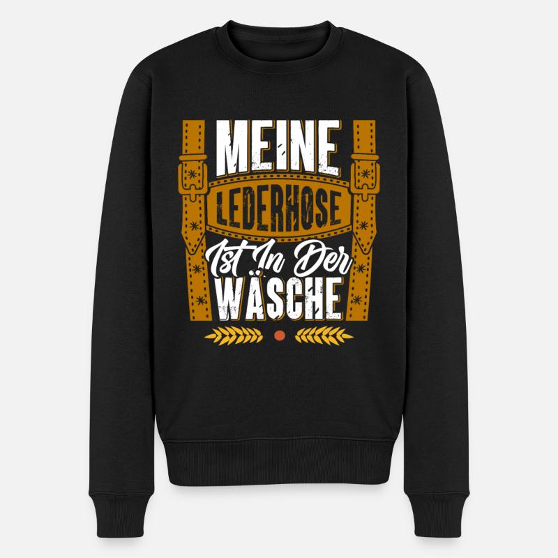 Meine Lederhose ist noch in der Wäsche Trachten - Männer Premium Bio Pullover - Schwarz
